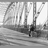 Detailaufnahme der Rheinbrücke Fußach-Hard mit Blickrichtung Hard. Eine identische Brücke wurde zwischen Brugg und Haag erstellt