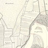 Eselschwanz Gemeinde St. Margrethen und Gaißau Vorarl - berg. Ursprüngliche Rheinlandschaft am Eselschwanz mit Korrektionsprojekten. Ausschnitt aus der Großen Rheinkarte. 1826/1827