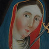 Hinterglasbild: Maria, von Schwert durchbohrt = Schmerzensmutter