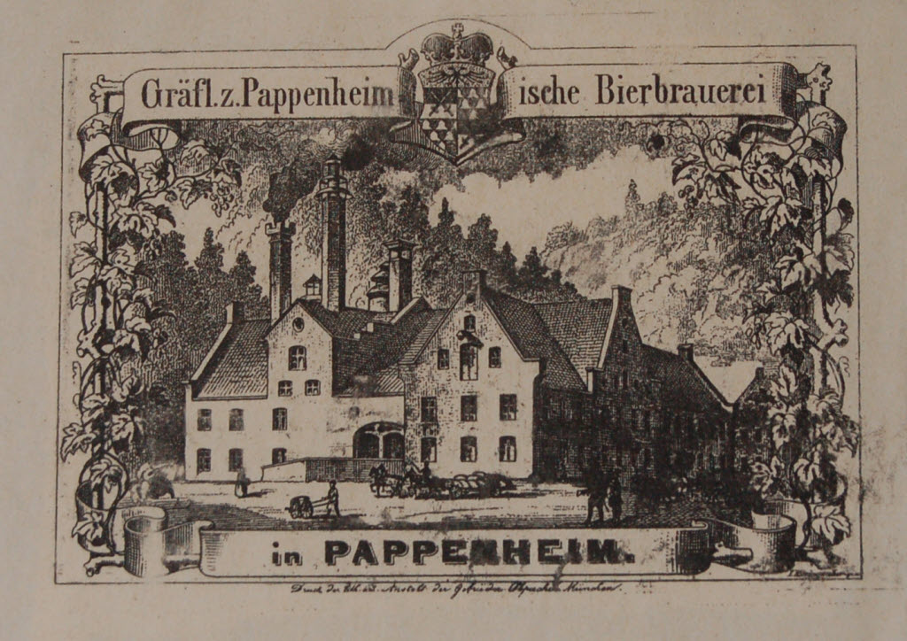 Etikett Gräfl. z. Pappenheimische Bierbrauerei in Pappenheim