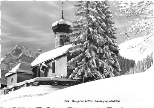 Gargellen mit Kirche gegen Madrisa