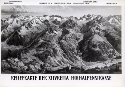 Reliefkarte der Silvretta-Hochalpenstraße