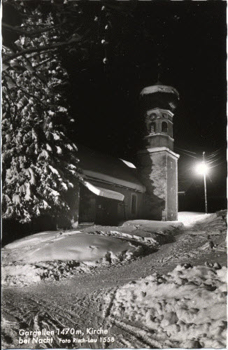 Gargellen, Kirche bei Nacht