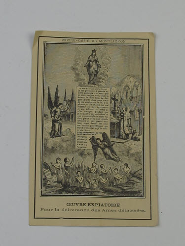 Aufnahmezettel in den Sühnungsverein und Statuten von Notre Dame de Montligeon Orne Frankreich
